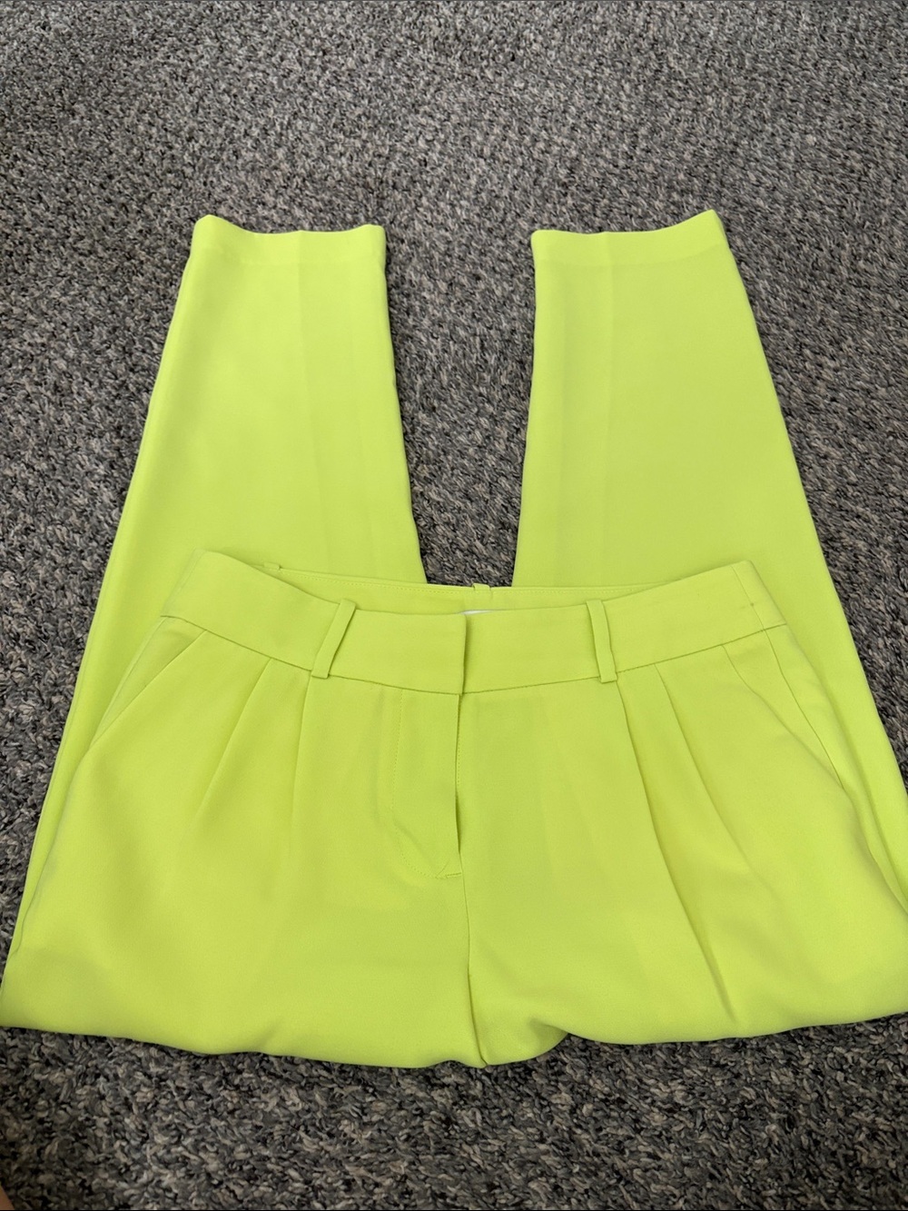 J. Crew Neon Green High-Waist Straight Trousers
